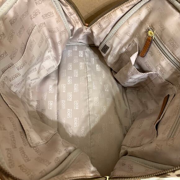 MICHAEL KORS Large Khaki/Acorn Signature BEDFORD Dome Satchel w/XB Strap - Picture 11 of 16